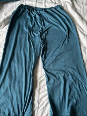 Teal Wide-Leg Cropped Barrel Pants